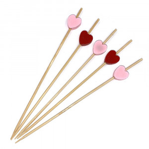 Шпажки “Рожеві та червоні сердечки” 12 см