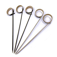 Cocktail Skewers with Ring, Black, 12 cm, 100 pcs