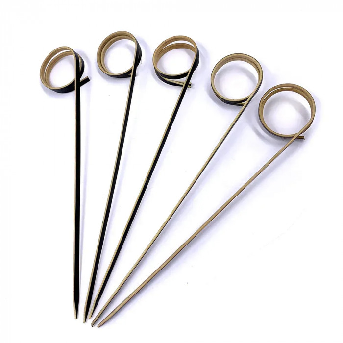 Cocktail Skewers with Ring, Black, 12 cm, 100 pcs