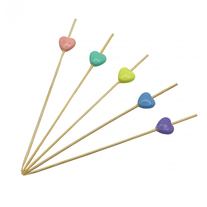 Skewers "Acrylic Heart Mix", 12 cm
